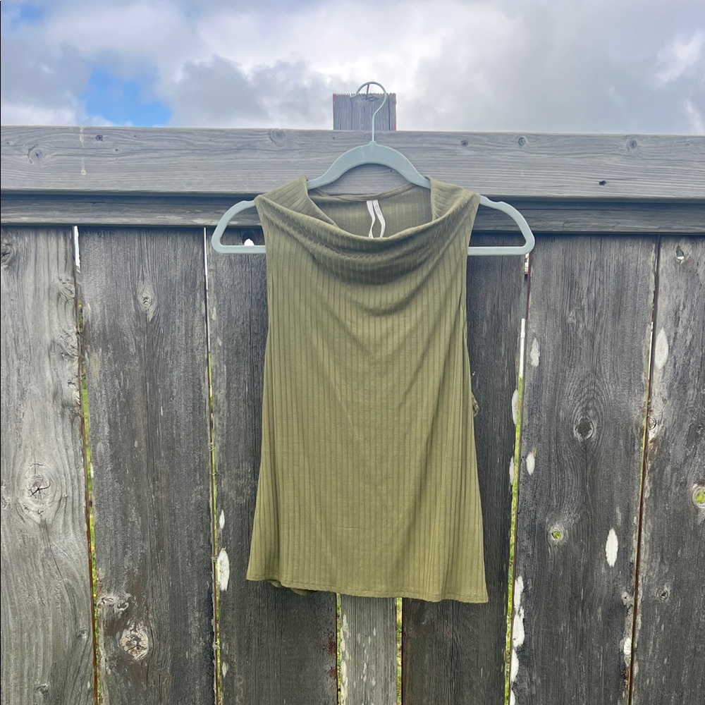 Sleeveless Ribbed Olive Green Tank Top from Anthro